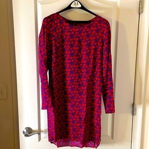 Anthropologie red and blue print dress
